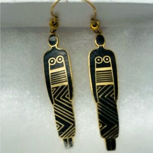 Laurel Burch Black & Gold Tribal Figure Drop Earrings from Art of Being Human